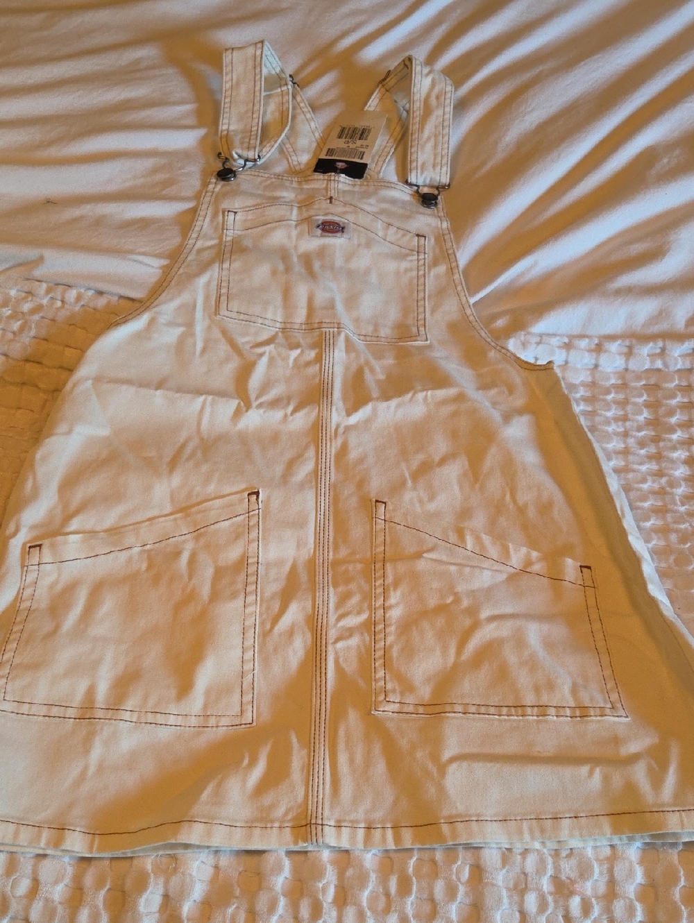 Dickies Cream Canvas Pinafore Dress